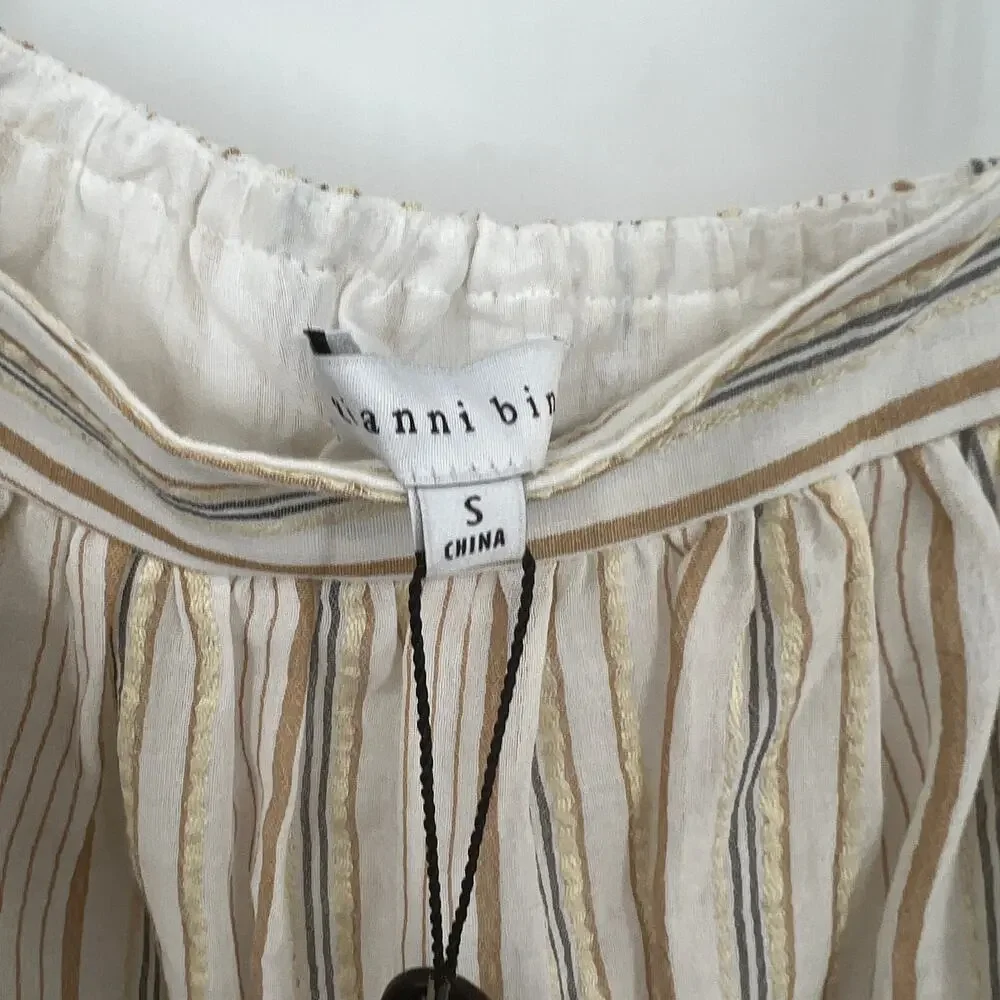 Gianni Bini Sedona Sunset Rose Babydoll Cream Cotton Linen Blend Dress Small New - Picture 5 of 9